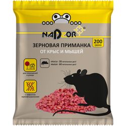 Зерновая приманка от мышей и крыс 200г NASA201 (Nadzor)